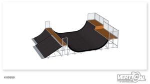 Miniramp 1400 7.5m + Bank 30° 1400 4.5m + Quarterpipe 1400 3m + Left Extension 3m