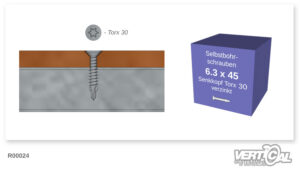 Vis 6.3 x 45 pour surface de roulement inclinée