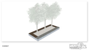 Grand bac à plantes avec bordure en granit / assises en bois